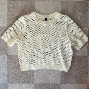 H&M Hole-Knit Sweater Top, Cream